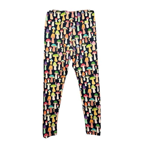 LA Soul Large Soft Colorful Rainbow Mushroom Print Leggings Stretch Ankle Twee - Picture 3 of 5